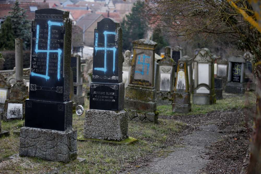 Vandals desecrate 90 Jewish graves in east France ahead of marches