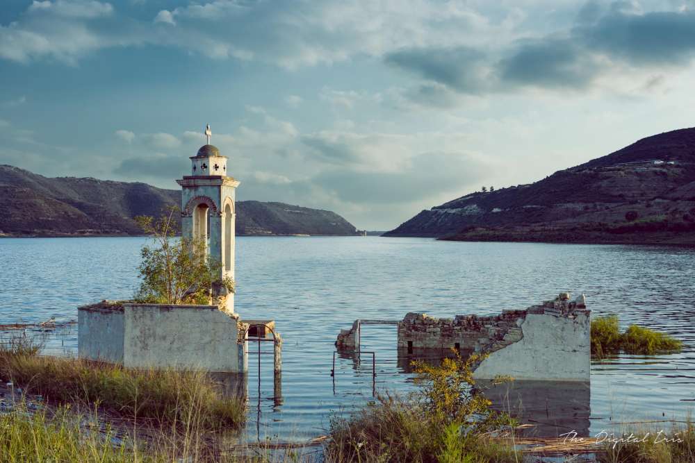 The submerged church of Ayios Nikolas in Kouris dam