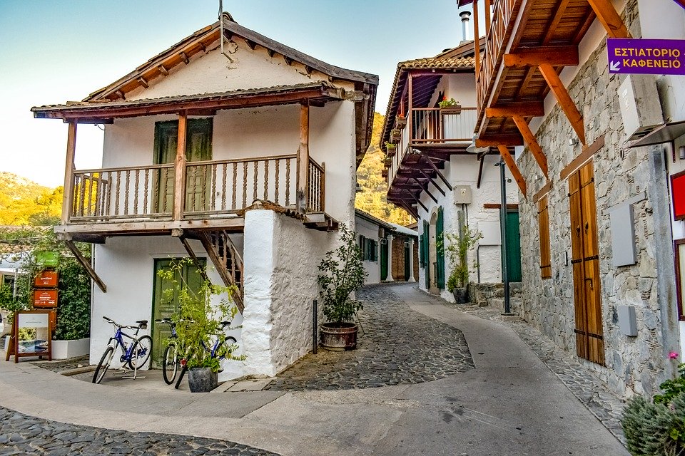 Cyprus, Kalopanayiotis, Architecture, Street, Summer