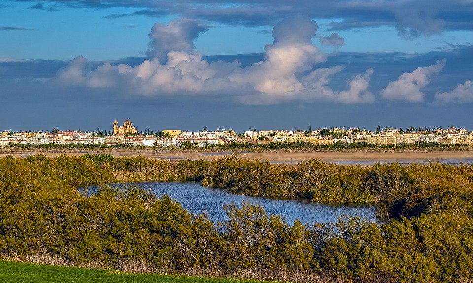 Cyprus, Paralimni, Town, View, Lake, Scenery, Landscape