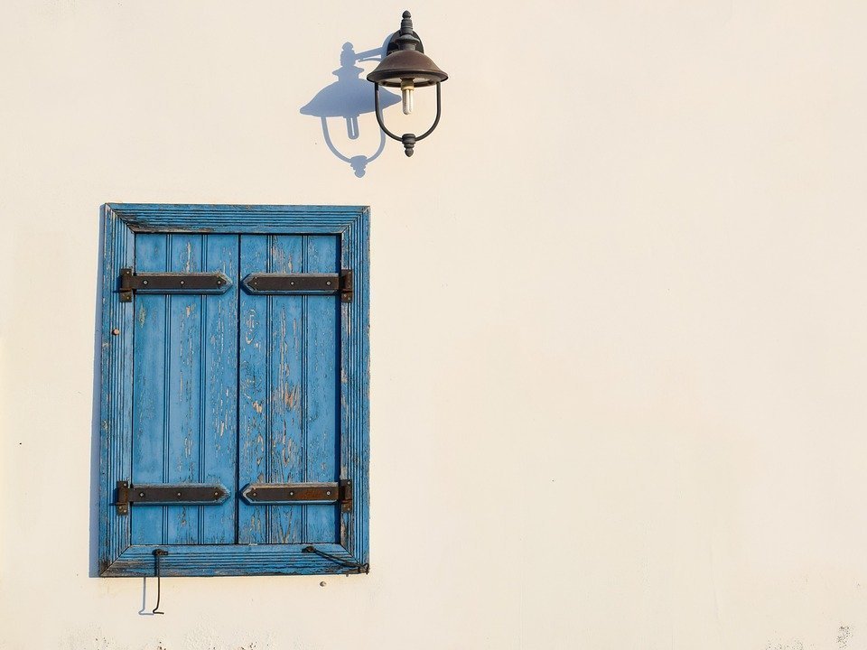 Window, Blue, Lamp, Wall, White, Architecture