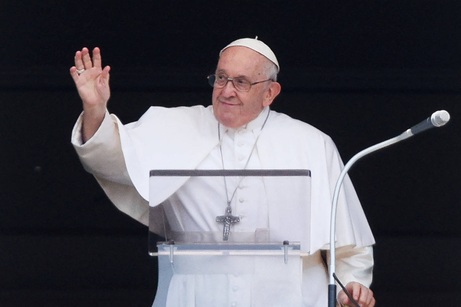 Pope Francis Leads The Angelus Prayer From His Window At The Vatican