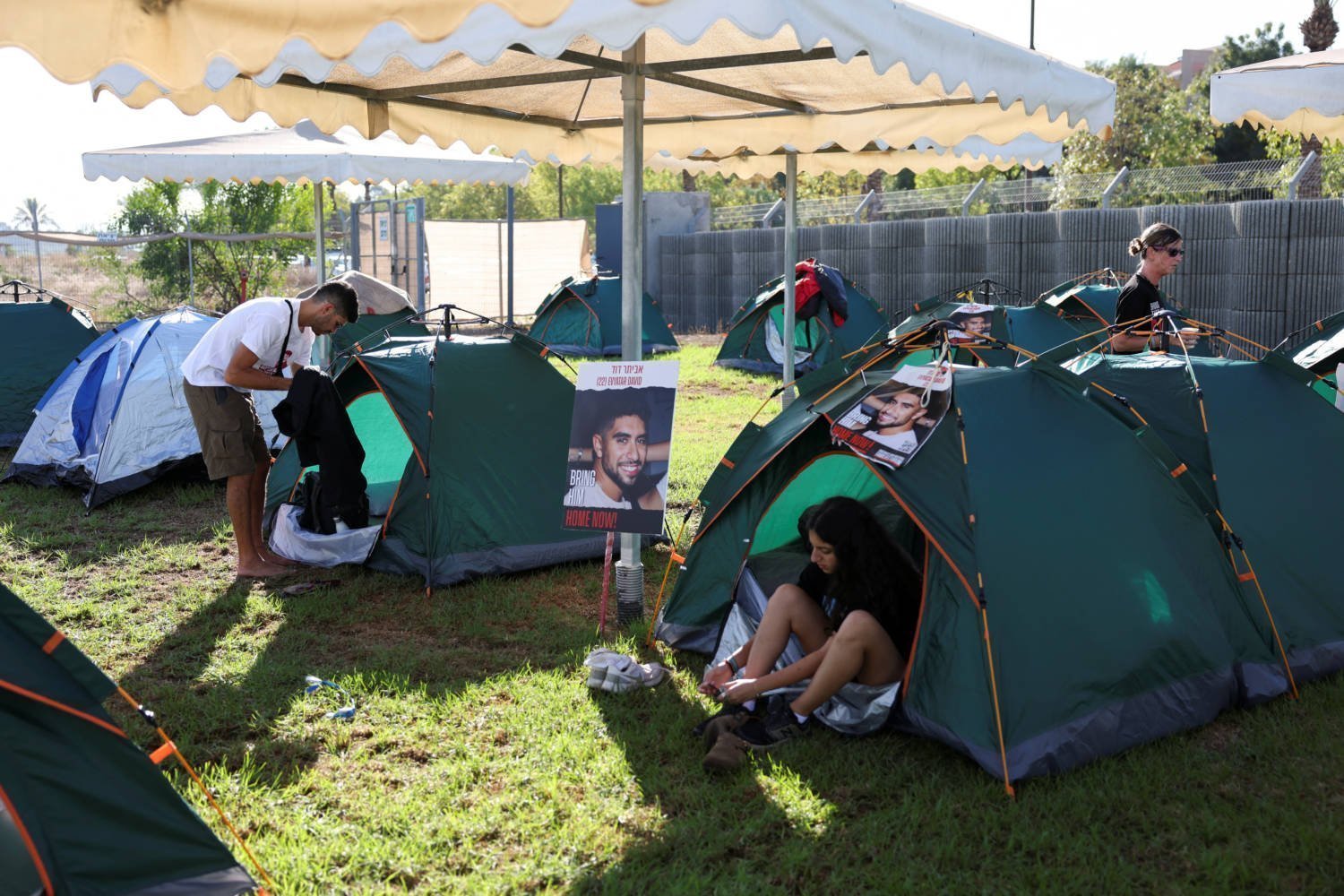 Family Members, Friends And Supporters Of Israelis And Other Nationalities Who Were Taken Hostage On October 7 By Palestinian Islamist Group Hamas Gunmen Prepare To March Near Kibbutz Gezer As They Begin A Few Days March Towards Jerusalem