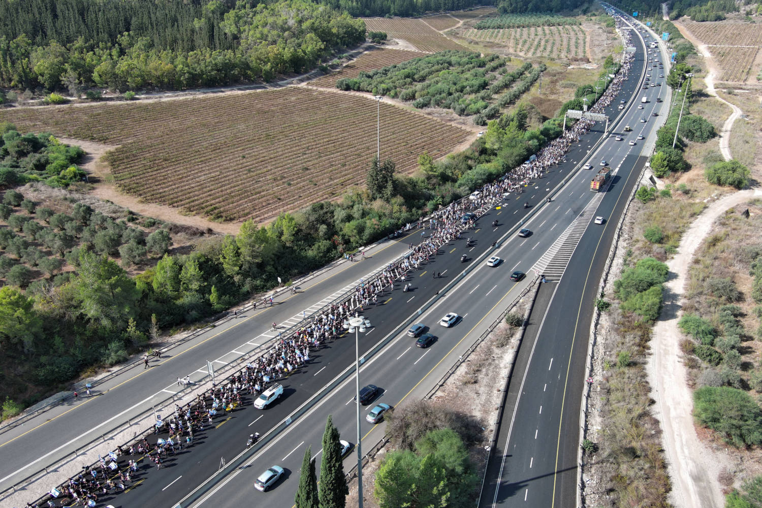 Family Members, Friends And Supporters Of Israelis And Other Nationalities Who Were Taken Hostage On October 7 By Palestinian Islamist Group Hamas Gunmen During A Deadly Attack, March Towards Jerusalem