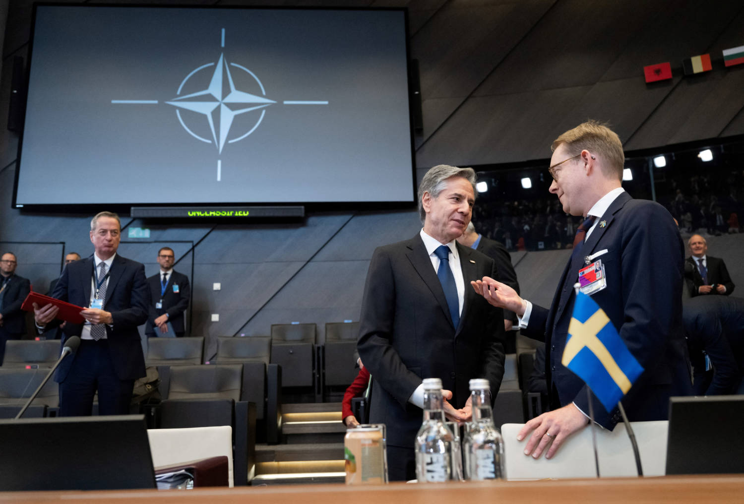 U.s. Secretary Of State Antony Blinken Meets Swedish Foreign Minister Tobias Billstrom In Brussels
