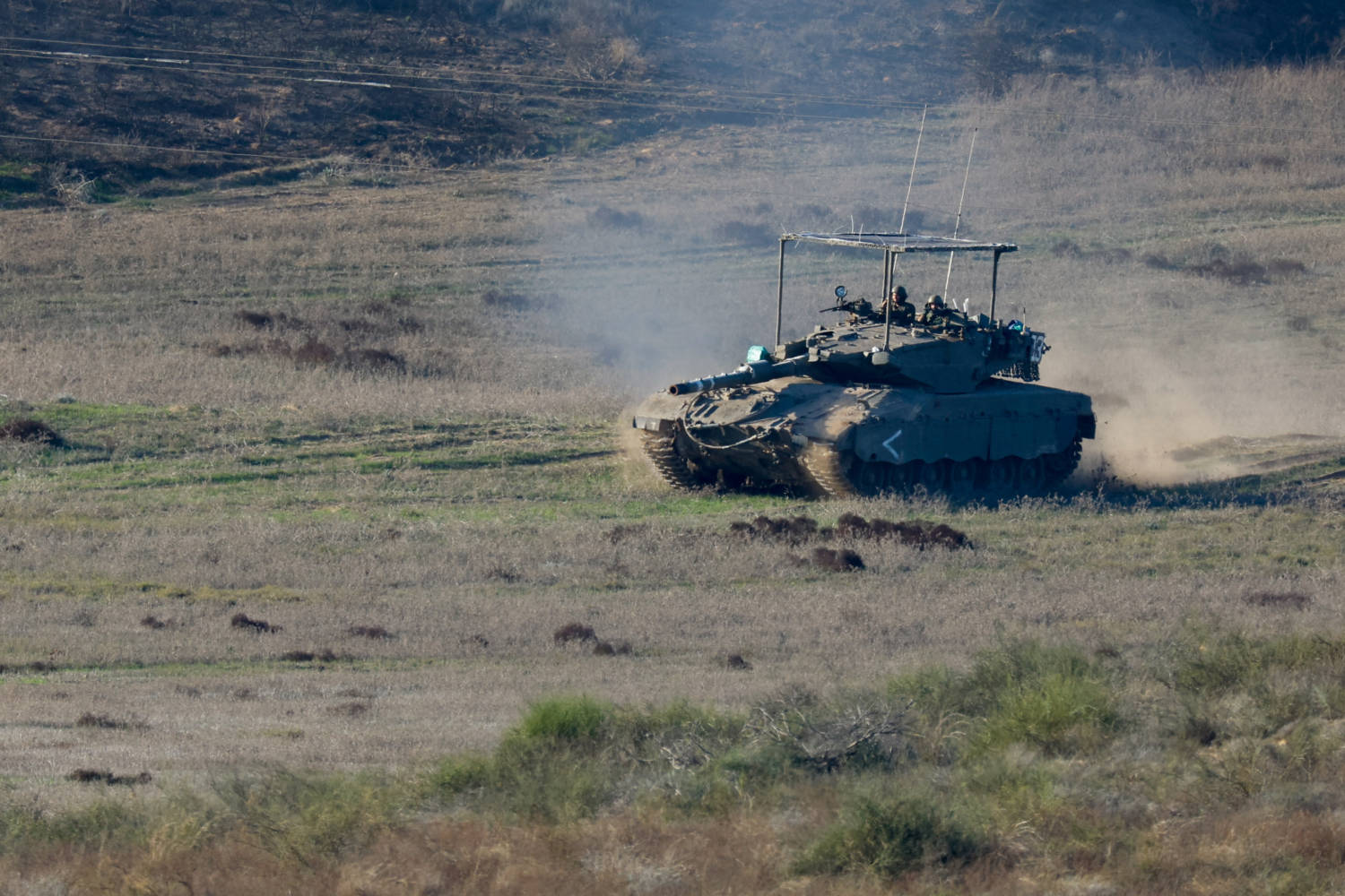 Israeli Soldiers Operate A Tank Near Gaza, After A Temporary Truce Between Israel And The Palestinian Islamist Group Hamas Expired, As Seen From Southern Israel