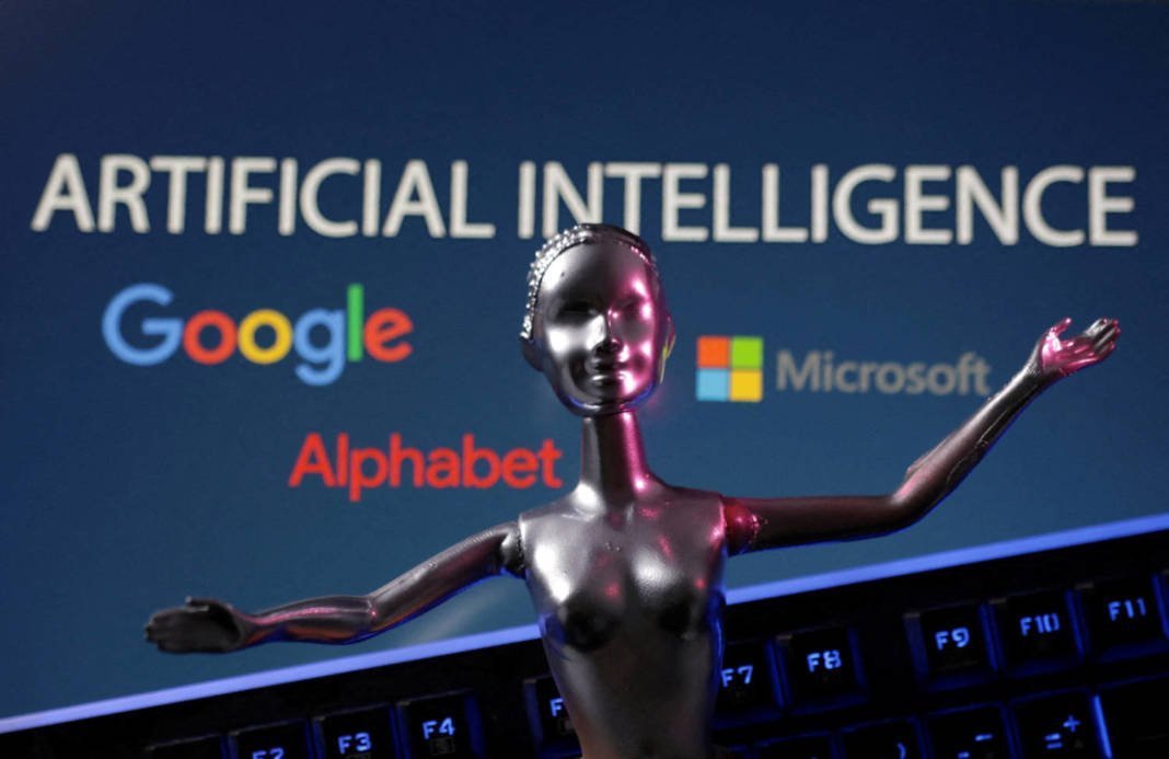 File Photo: Illustration Shows Google, Microsoft And Alphabet Logos And Ai Artificial Intelligence Words
