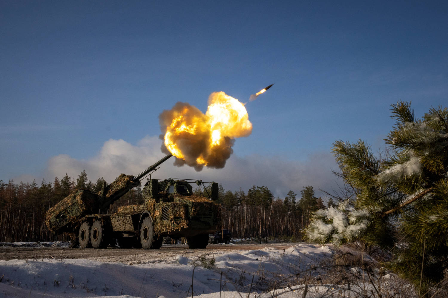 A Swedish Made Archer Self Propelled Howitzer Of Ukraine’s 45th Separate Artillery Brigade Fires At Russian Positions In The Donetsk Region
