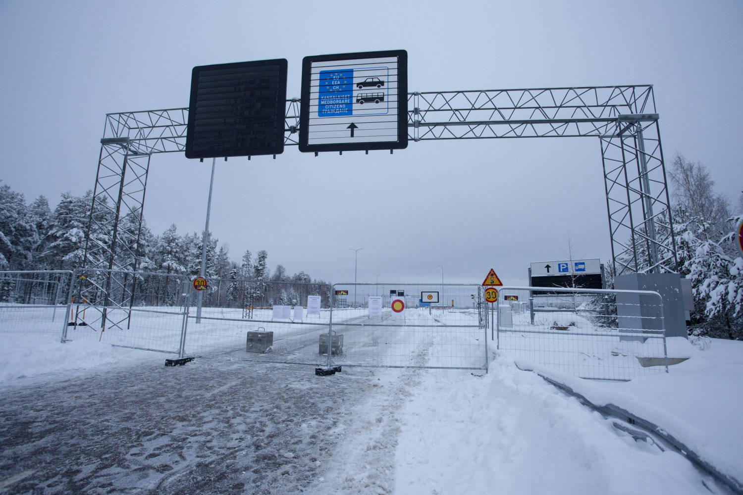 View Of The Road To Closed Vaalimaa Border Check Point Between Finland And Russia In Virolahti
