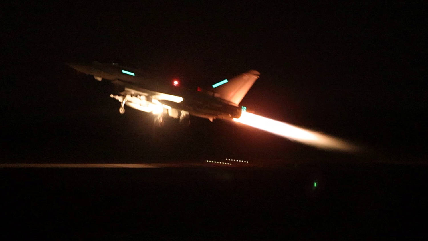 An Raf Typhoon Aircraft Takes Off To Join The U.s. Led Coalition From Raf Akrotiri