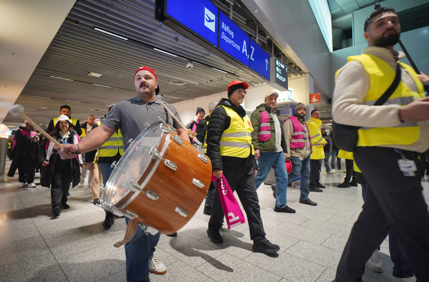 Aviation Security Workers Go On Strike At Frankfurt Airport
