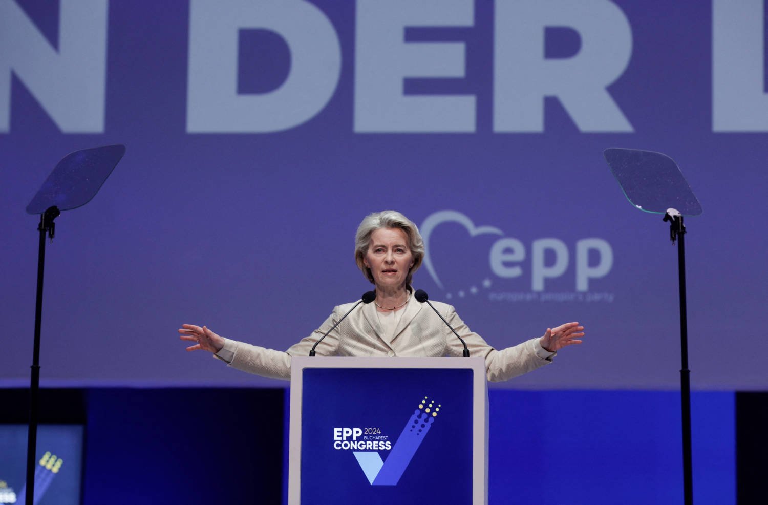 European Commission President Ursula Von Der Leyen Speaks During The Congress Of The European People's Party In Bucharest