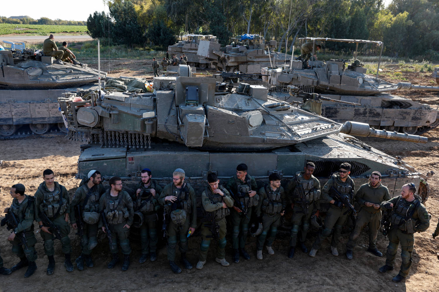 Israeli Soldiers Listen To A Briefing Near The Israel Gaza Border
