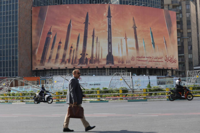 An Anti Israel Billboard With A Picture Of Iranian Missiles Is Seen In A Street In Tehran