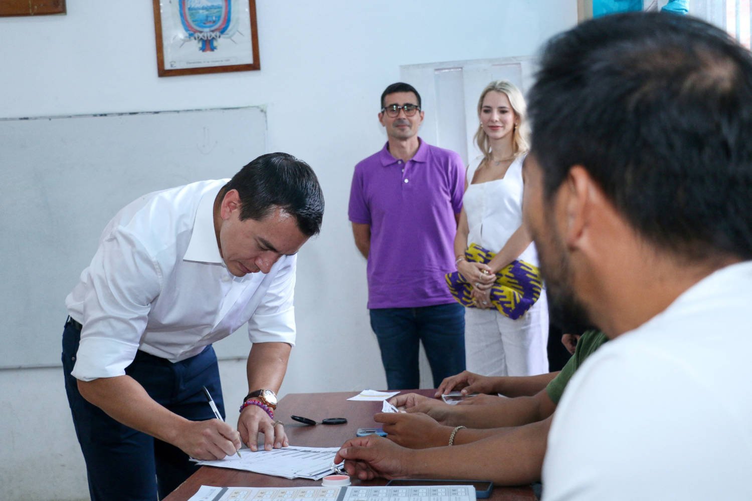 Ecuador's President Daniel Noboa Votes In Referendum On Security Measures To Fight Violence, In Quito