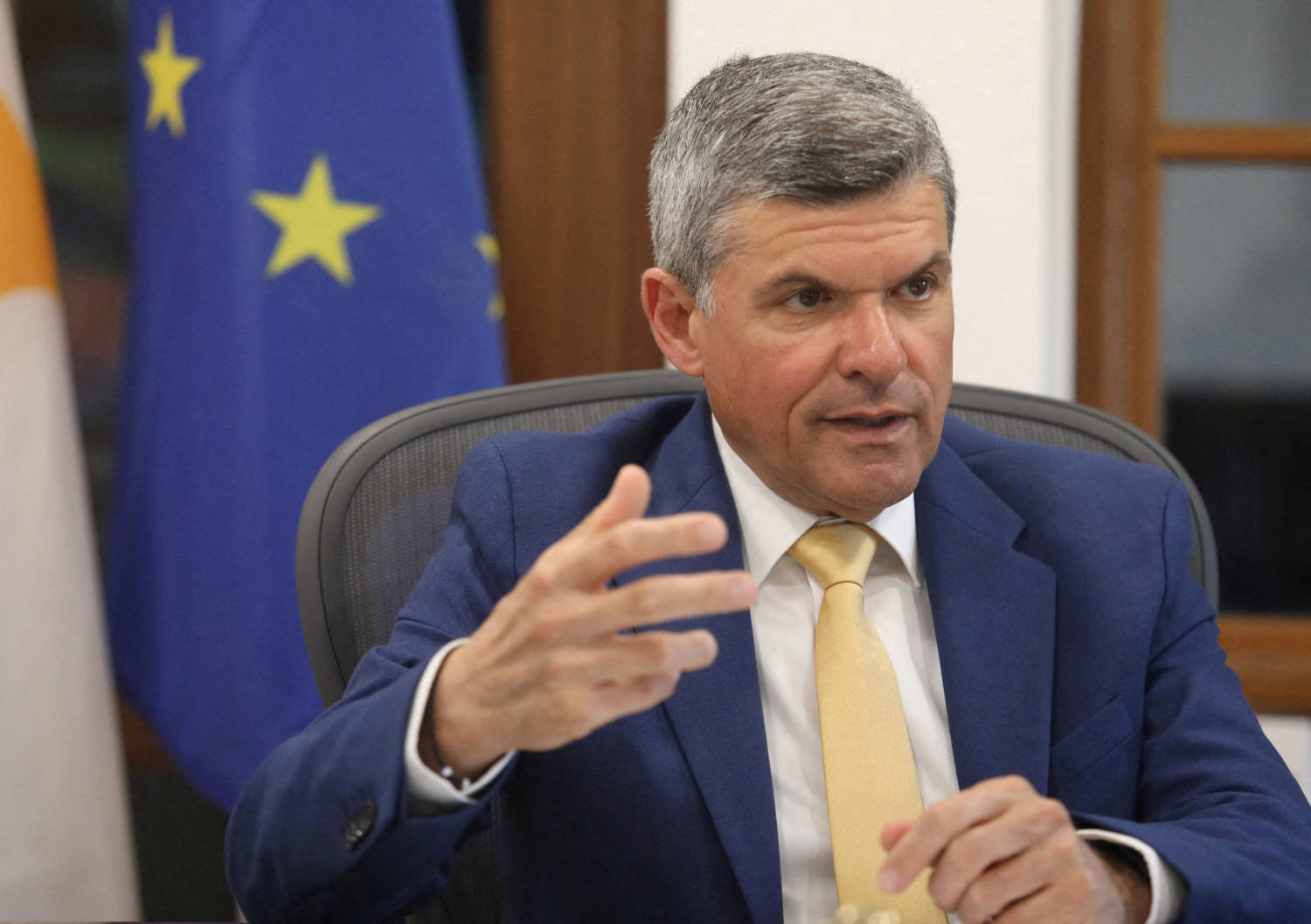 File Photo: Cyprus' Minister Of Energy, Commerce And Industry George Papanastasiou Speaks During An Interview With Reuters At His Office In The Ministry In Nicosia