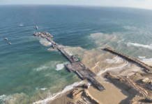 A Temporary Floating Pier Built To Receive Humanitarian Aid In The Gaza Strip