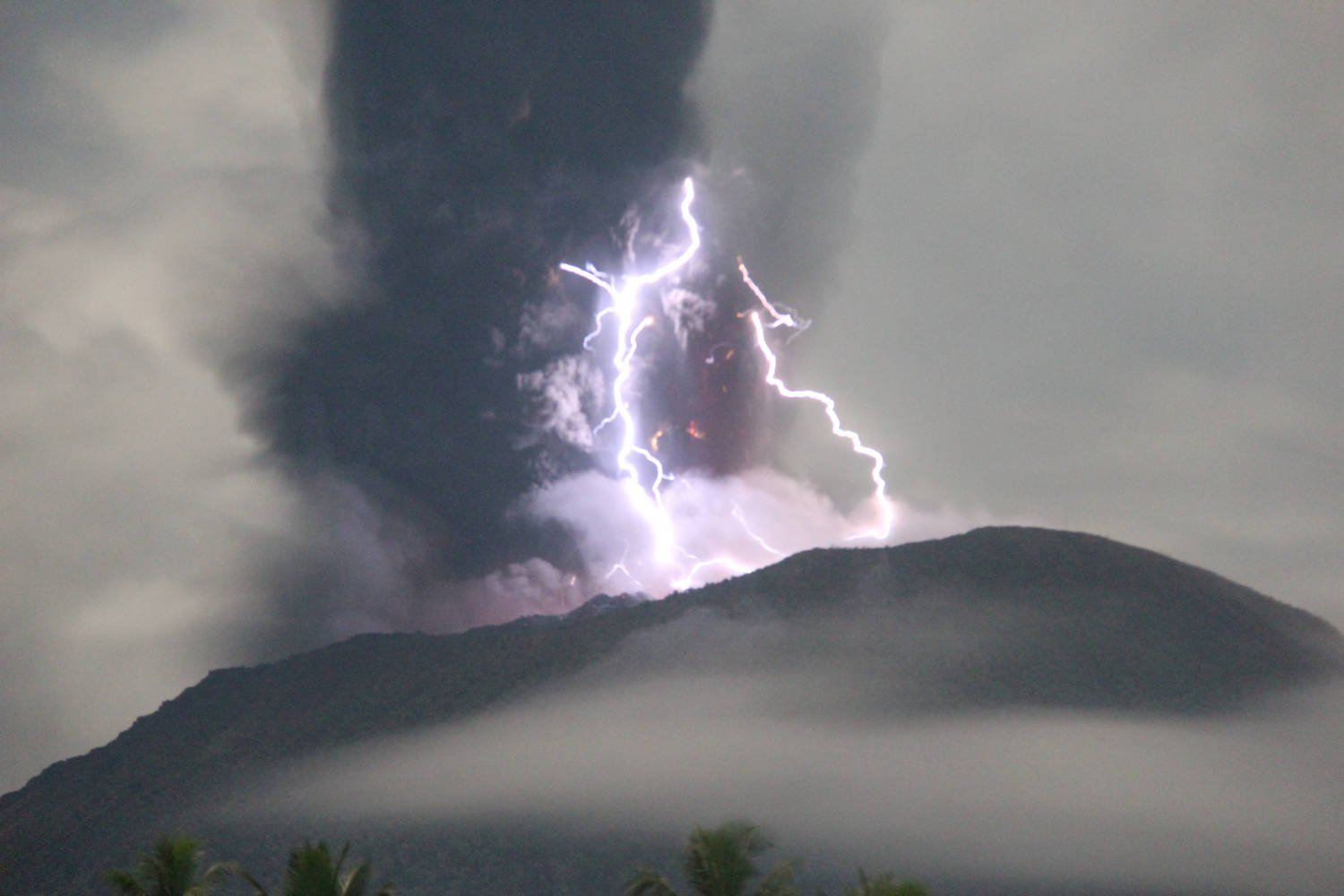 Mount Ibu Volcano Eruption As Seen From Gam Ici In West Halmahera, North Maluku
