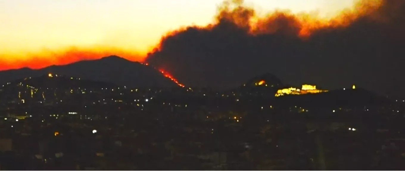 Greece Blaze Reaches Mount Pentelicus, Two Hospital Evacuations