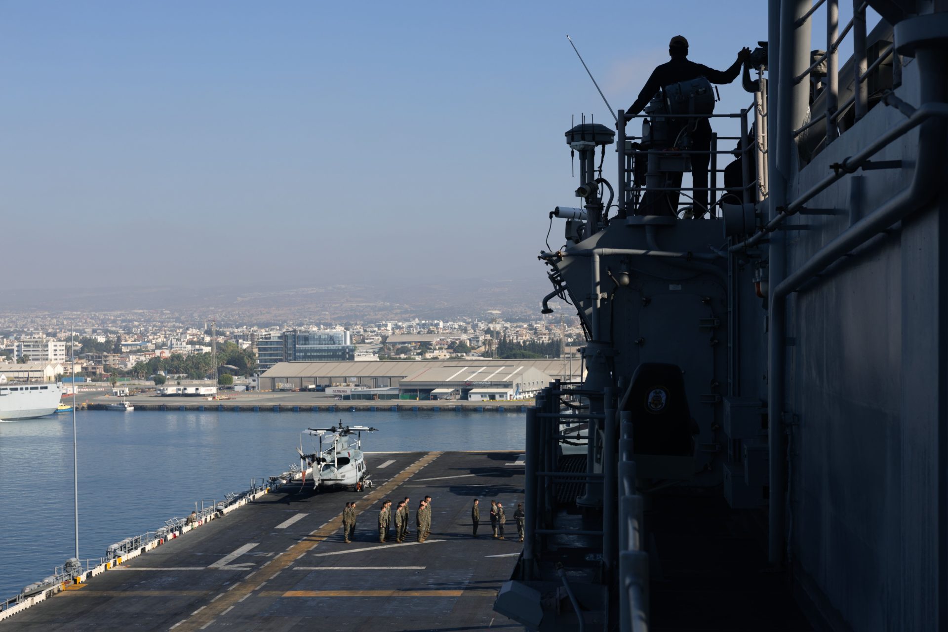 U.s. Navy Aircraft Carrier Docks In Limassol Amidst Middle East Tensions