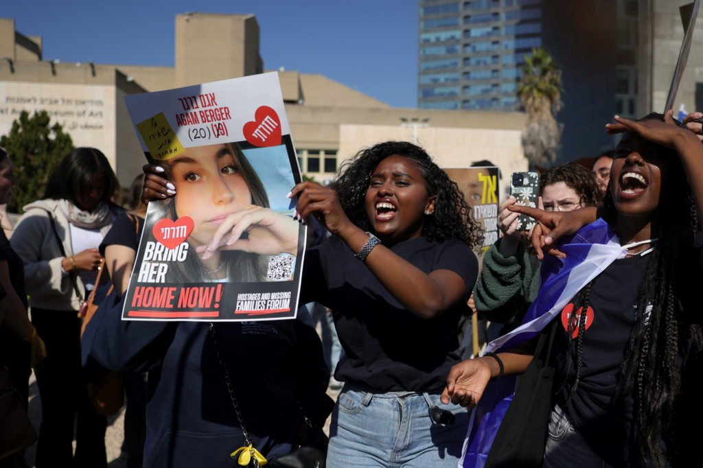 People In Tel Aviv Celebrate As Israeli Hostage Agam Berger Is Released