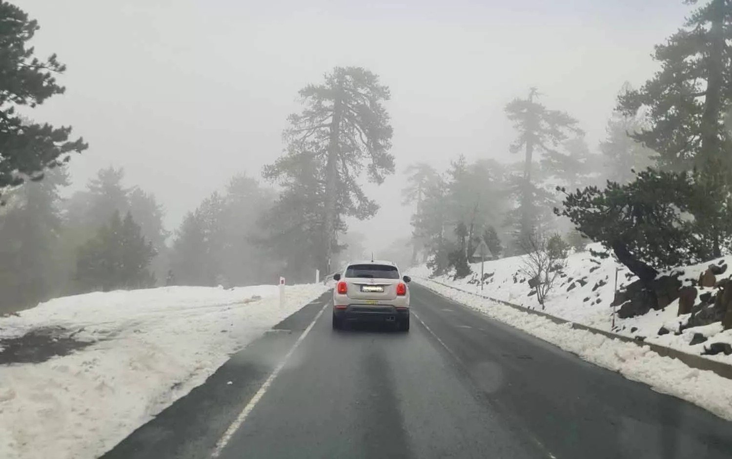 Troodos Mountain Roads Open To All Vehicles Despite Icy Patches
