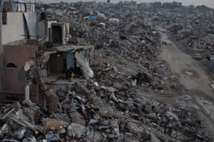 Palestinian Family In Gaza Gathers For Iftar Between Rubble Of Their Destroyed Home