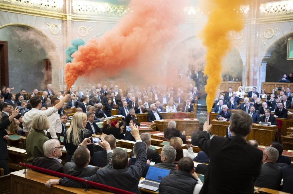 Mps Protest In Hungarian Parliament Over Proposed Constitutional Amendment