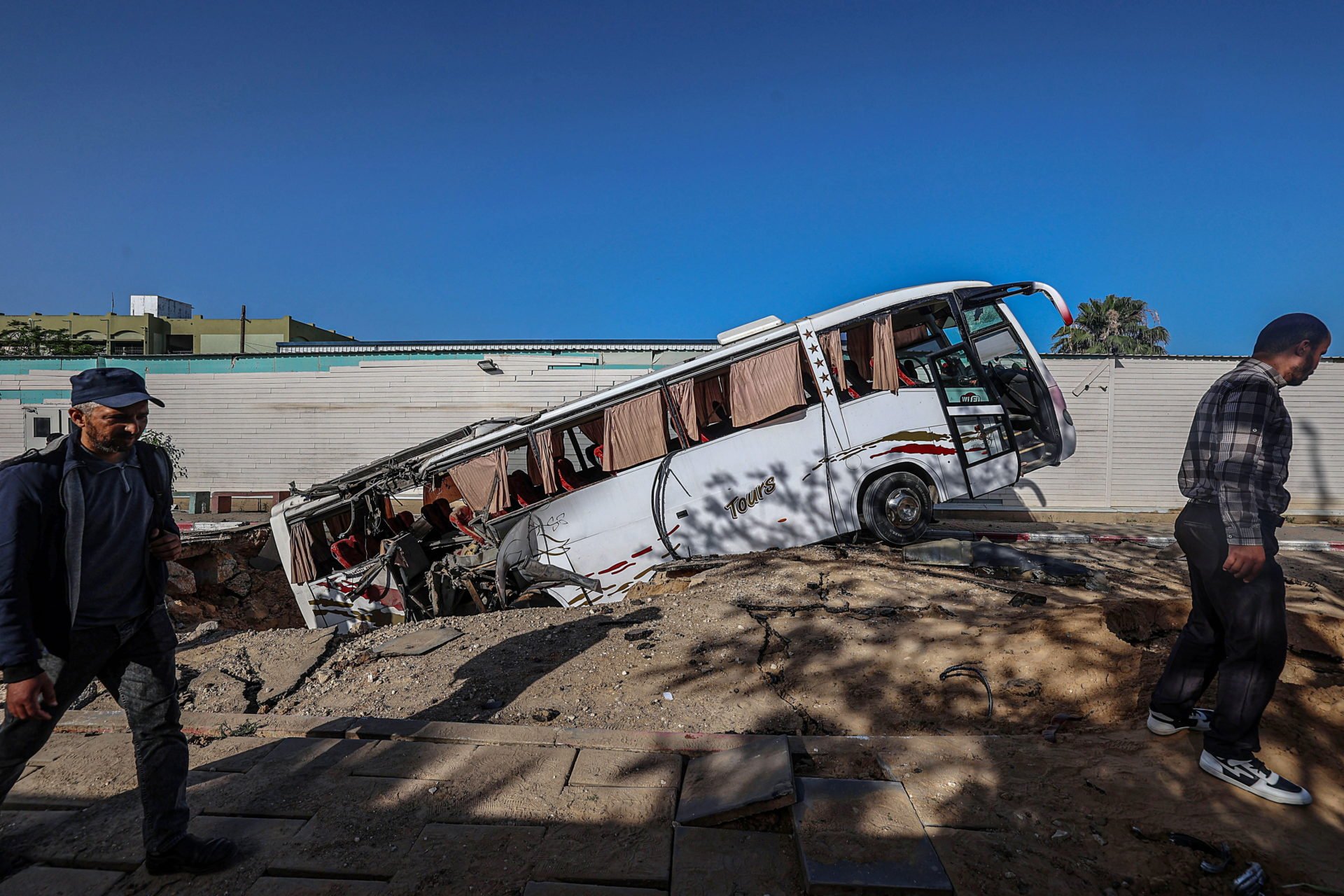 Aftermath Of Israeli Airstrike On European Hospital In Gaza