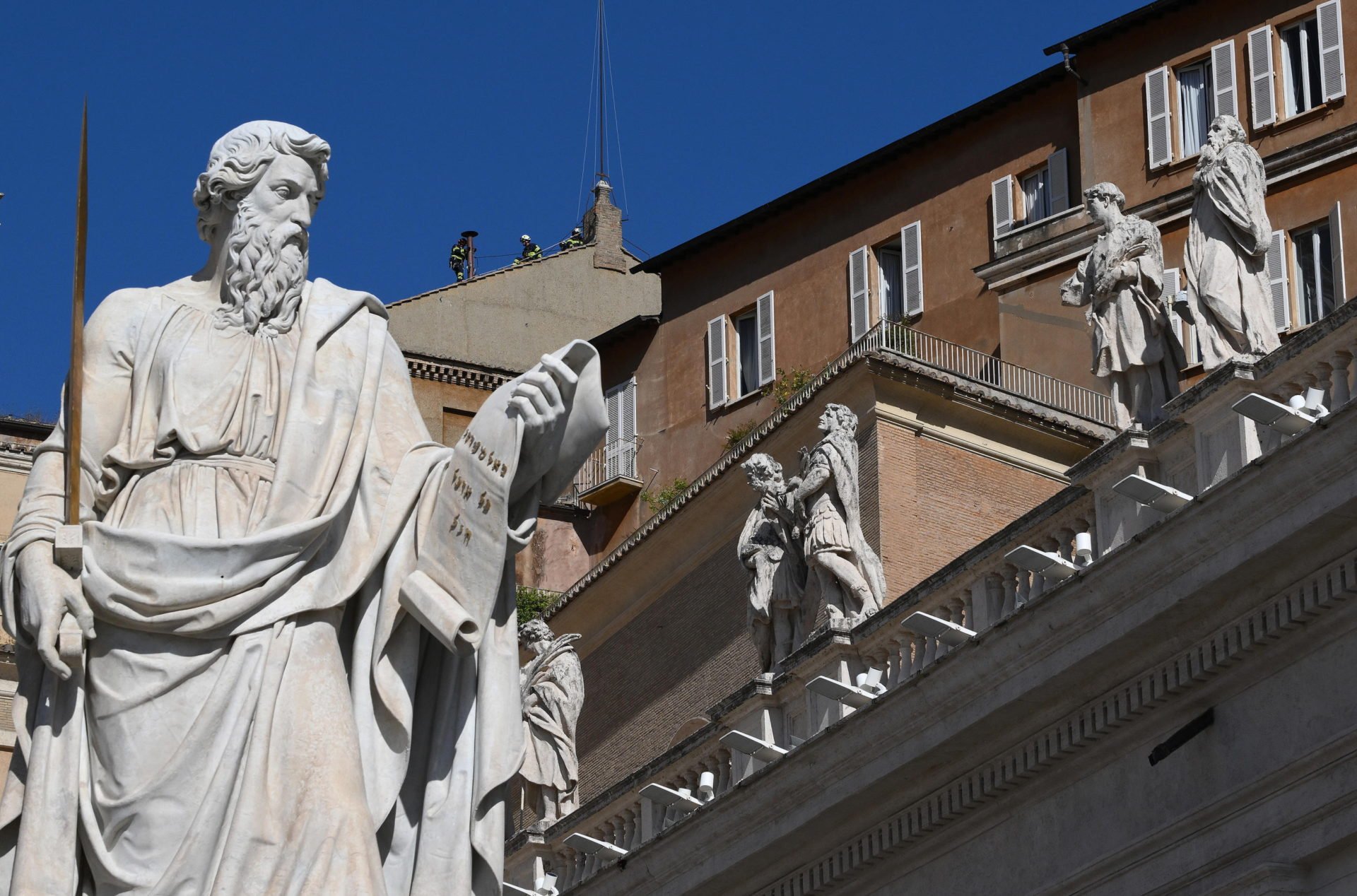 Vatican: Preparations For The Installation Of The Chimney On The Roof Of The Sistine Chapel