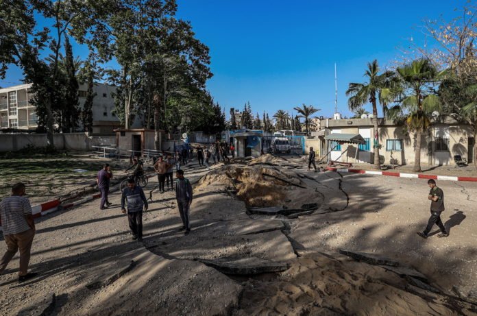 Aftermath Of Israeli Airstrike On European Hospital In Gaza