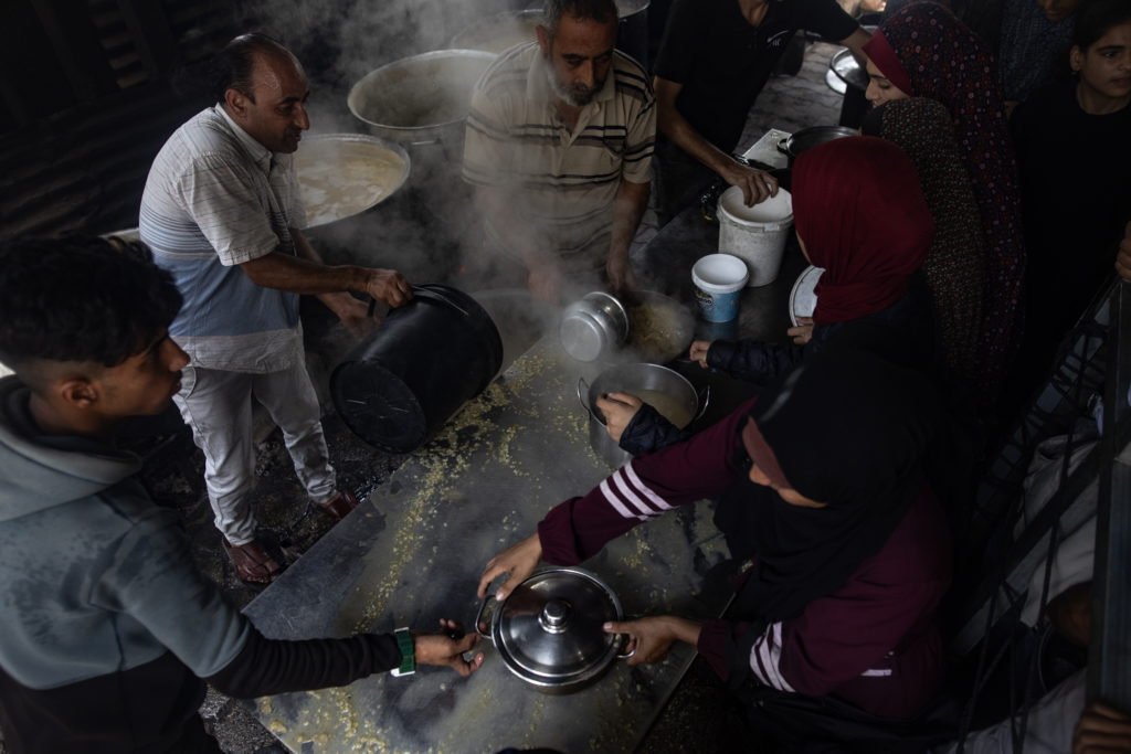 Hundreds Of Gazans Wait For Food At Charity Kitchen