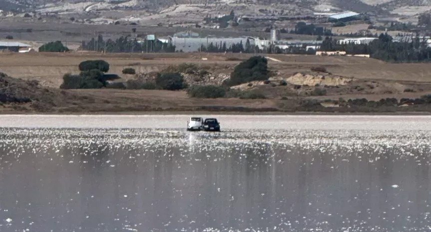 Larnaca Salt Lake Rescue Operation For Two Trapped Vehicles Today