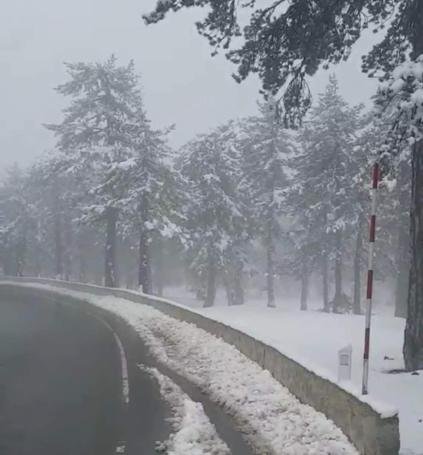 Heavy Snowfall Hits Cyprus Mountains As Police Monitor Road Network (videos)