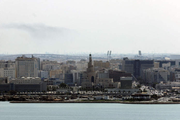 Smoke Is Left In The Sky After Blasts Were Heard In Doha