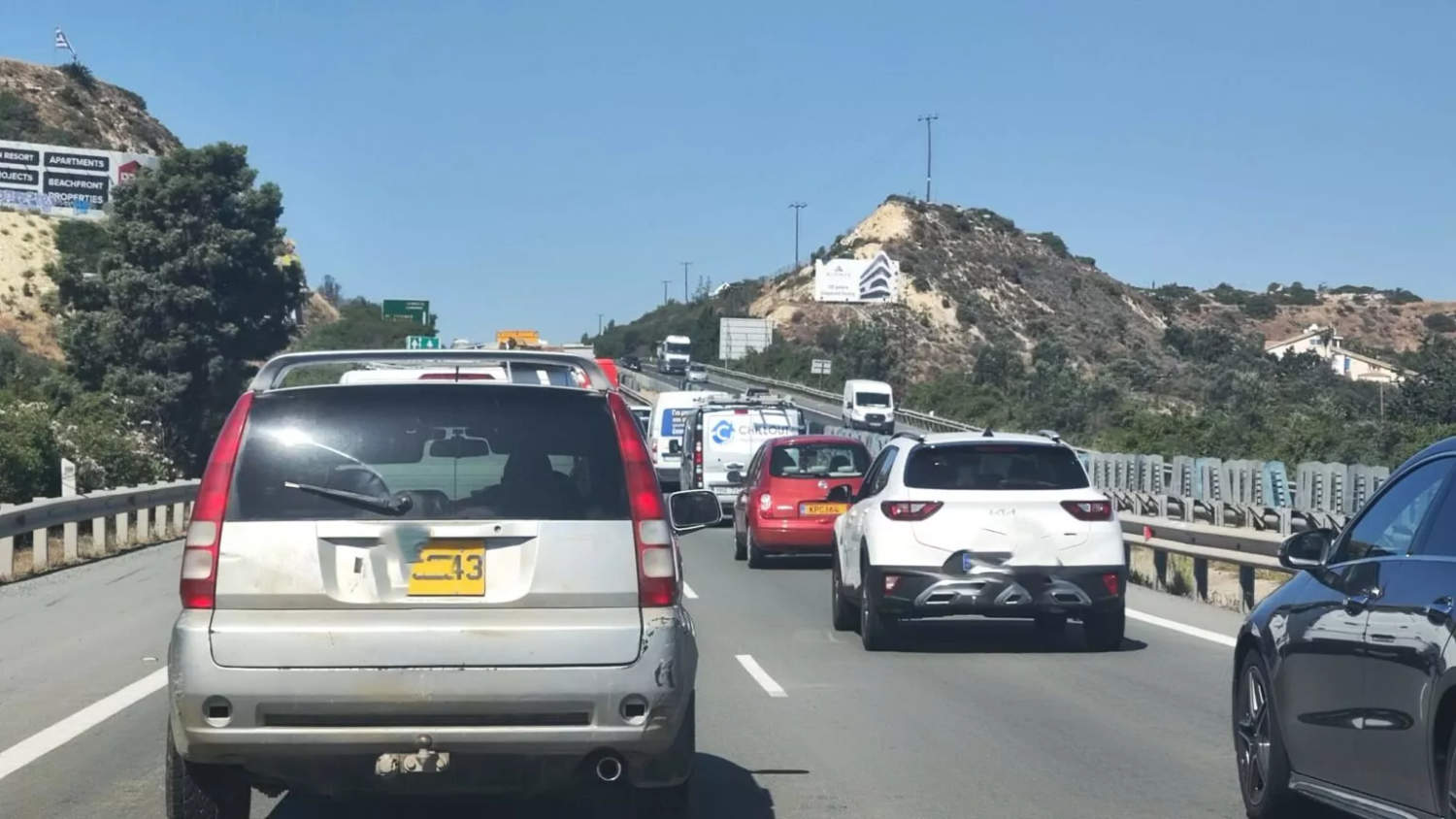 Traffic Jam Along The Motorway In View Of Limassol Gymnich Summit