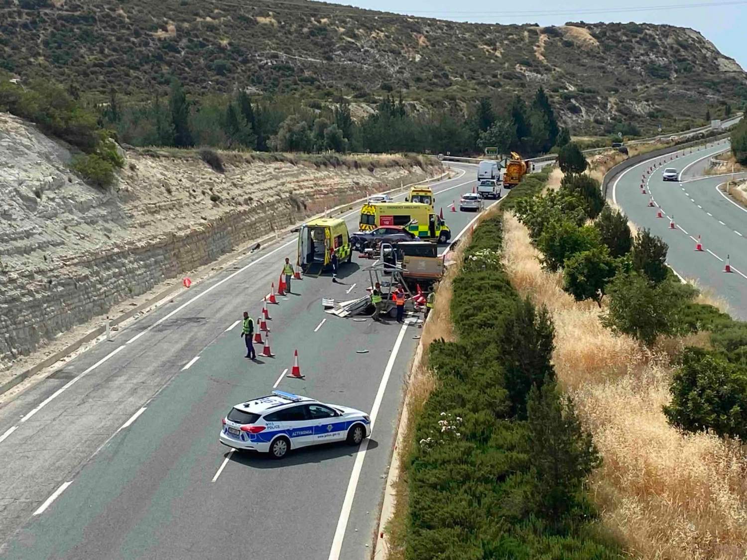 Limassol Highway Worker Collision