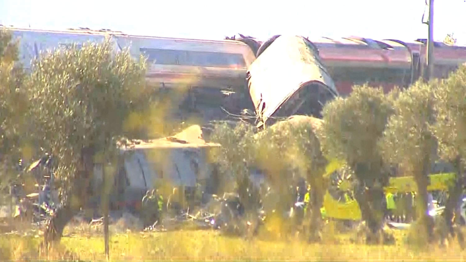 Emergency Services Work At The Crash Site After Two High Speed Trains Collided, In Urda