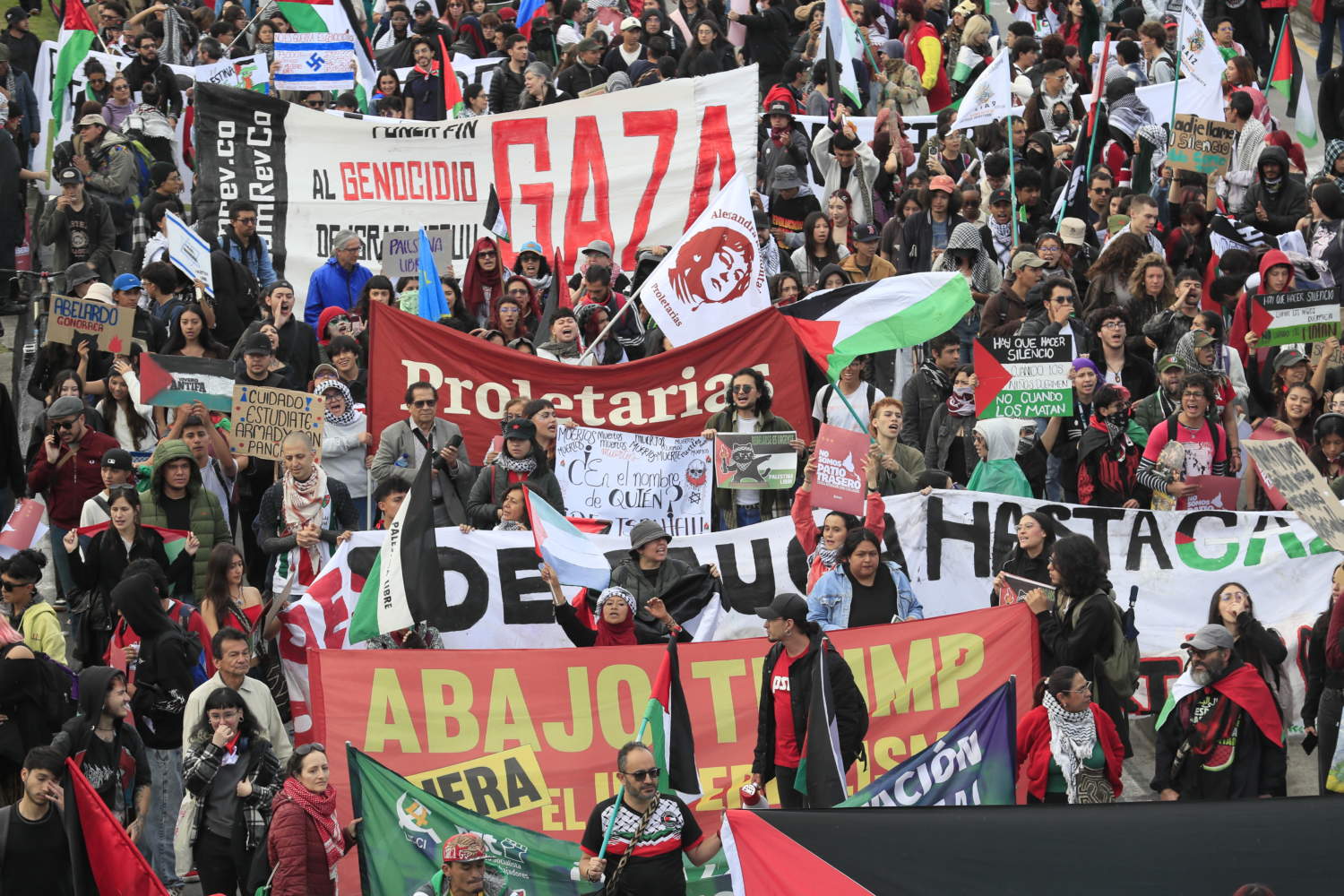 People Participate In Pro Palestinian Demonstration In Bogota